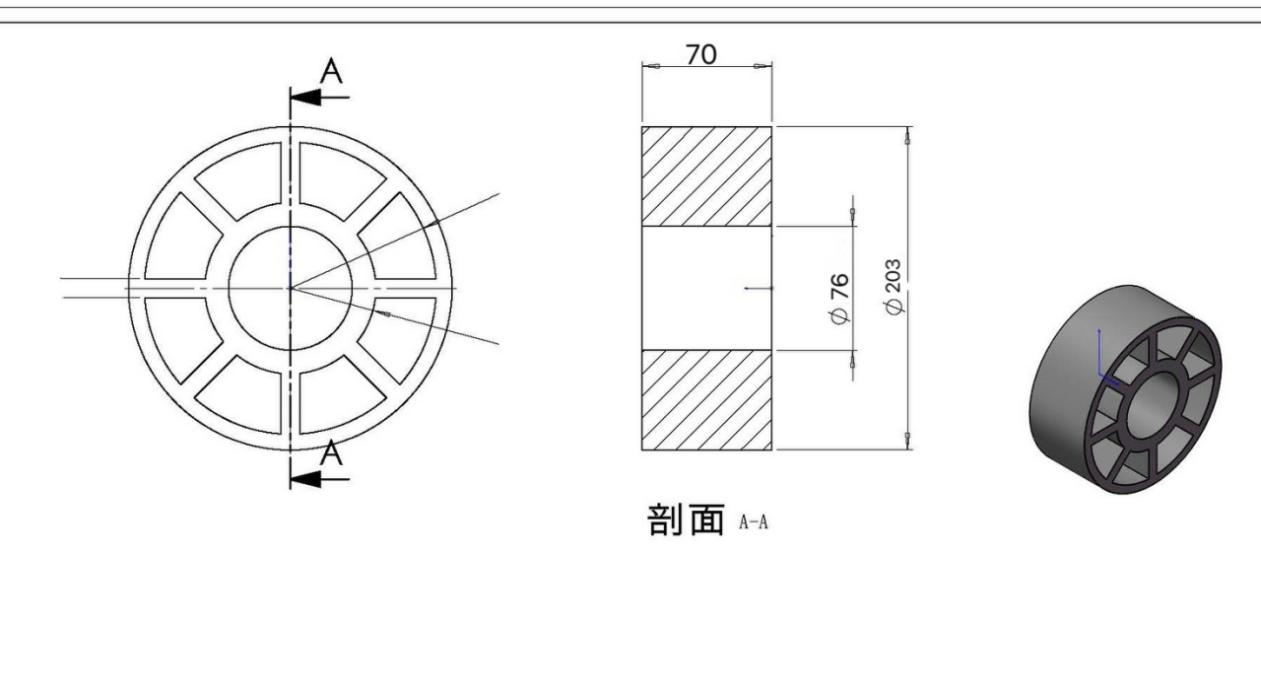 Drawing for ABS core reel 3 inch inner 6 inch outer