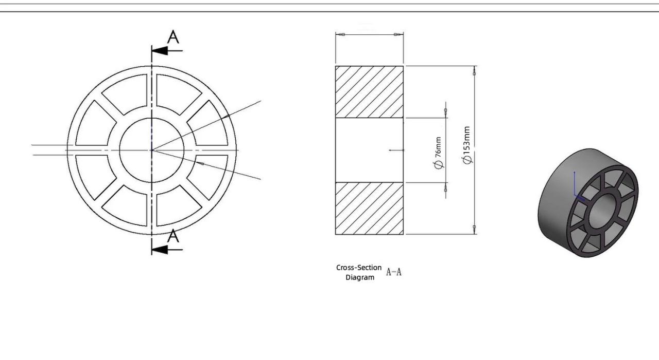 Drawing for ABS core reel 3 inch inner 10 inch outer